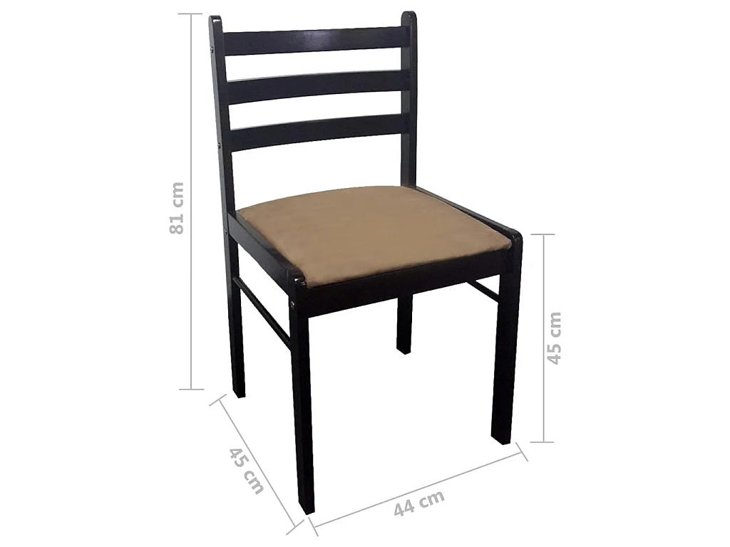 Chaises à manger lot de 2 marron hévéa solide et velours
