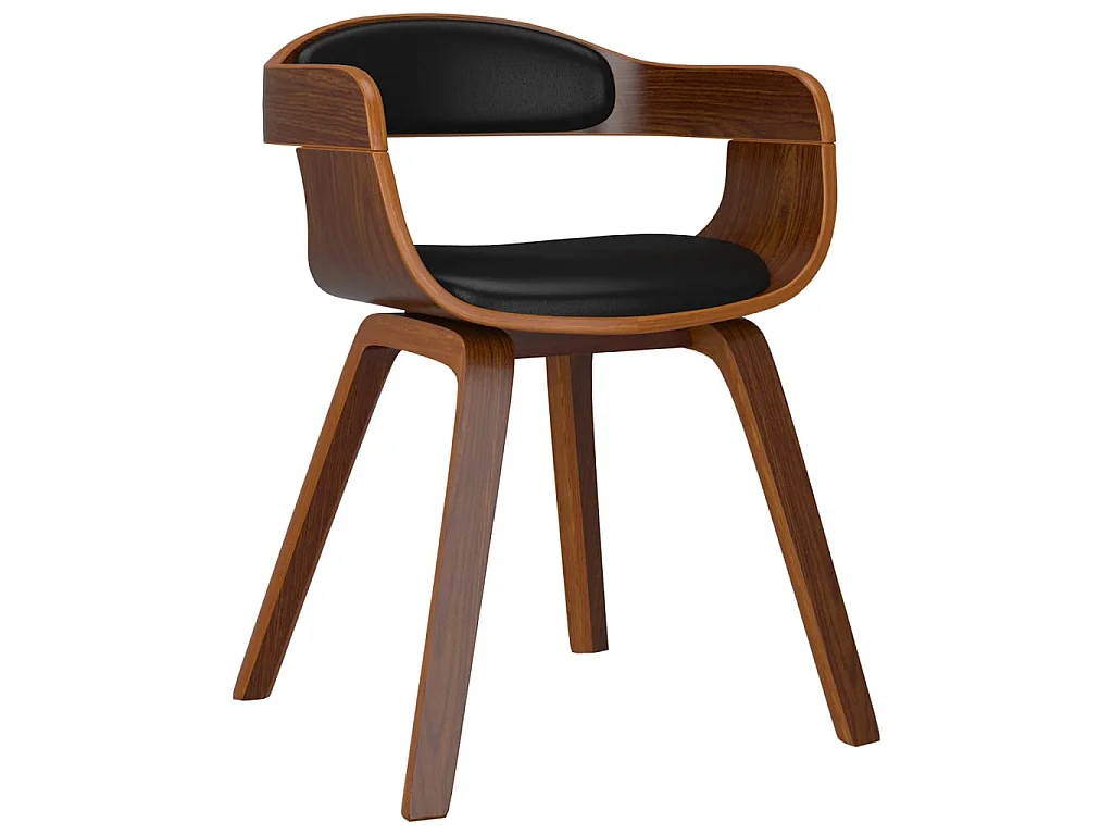 Silla de comedor de cuero sintético y madera curvada negro