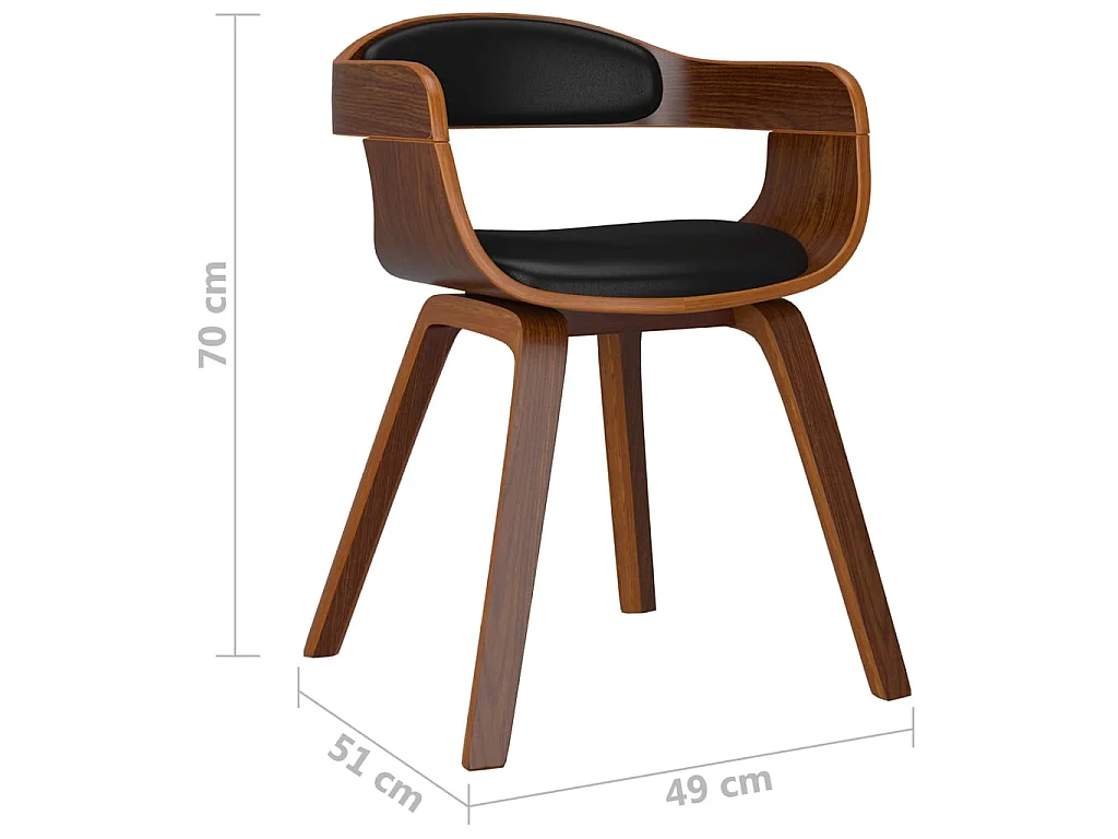 Silla de comedor de cuero sintético y madera curvada negro
