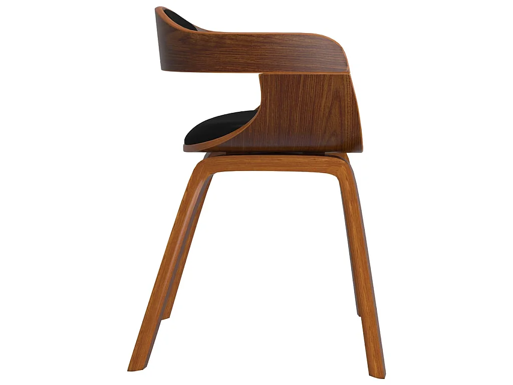 Silla de comedor de cuero sintético y madera curvada negro