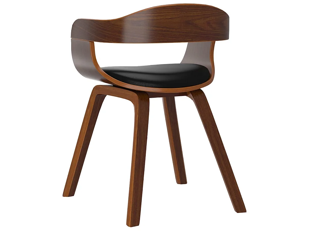 Silla de comedor de cuero sintético y madera curvada negro