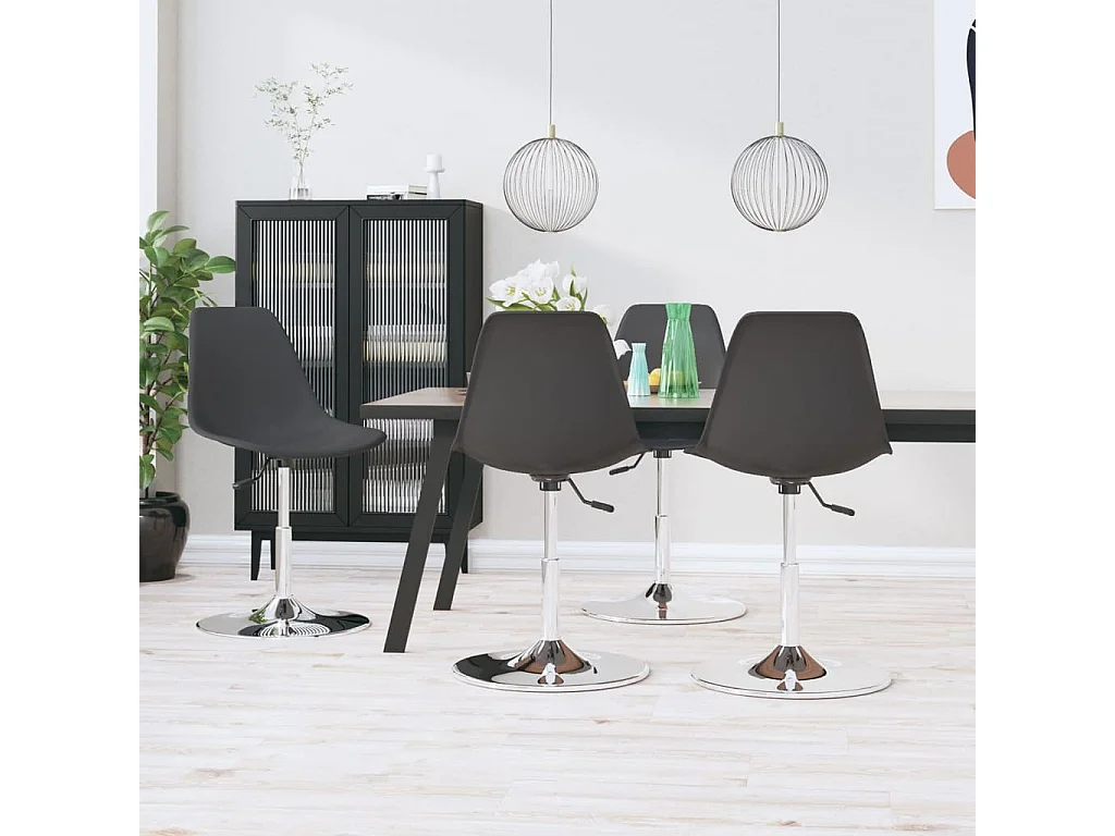 Cadeiras de jantar giratórias 4 pcs PP cinzento