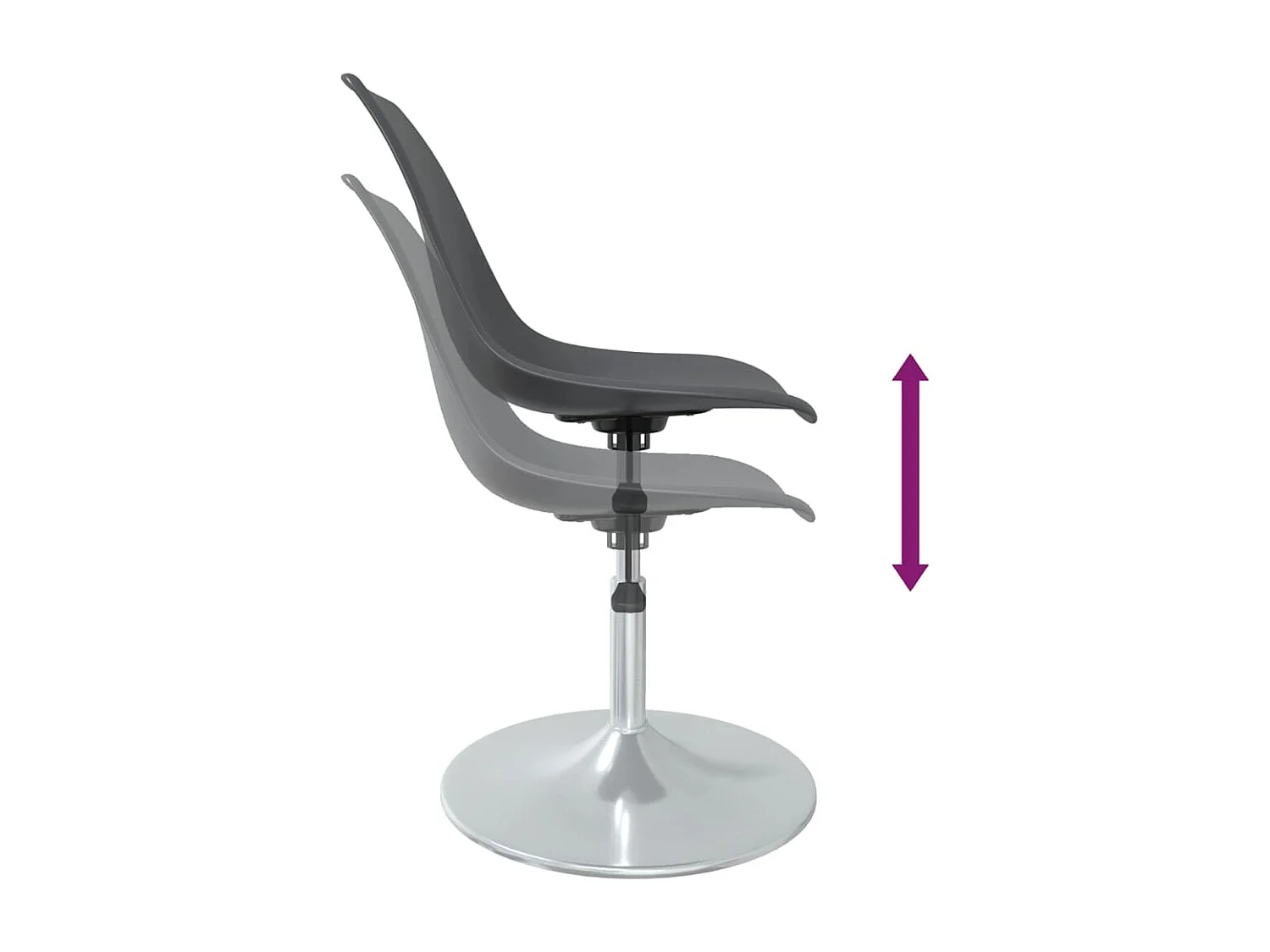 Cadeiras de jantar giratórias 4 pcs PP cinzento