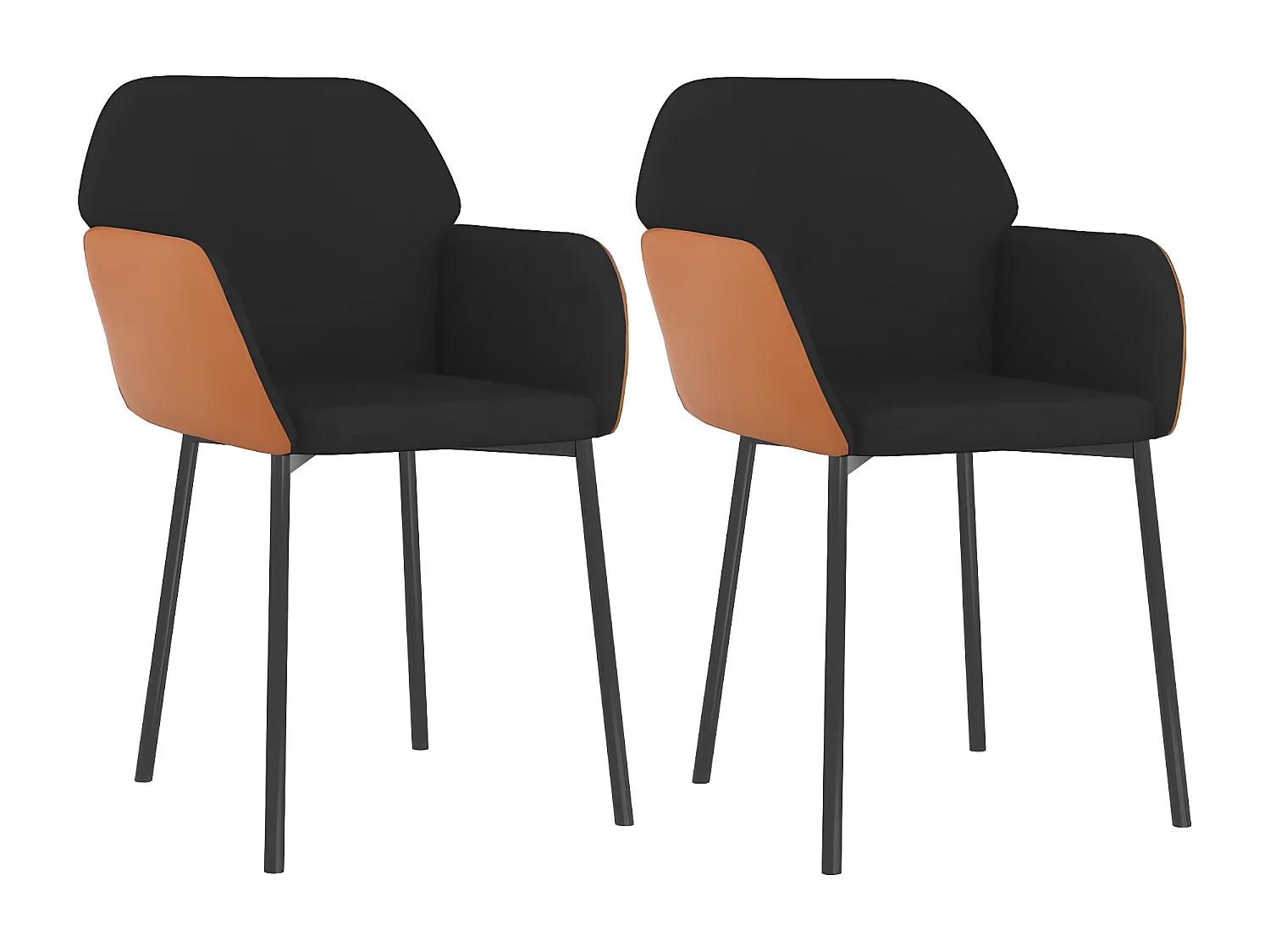 Sedie da Pranzo 2 pz Nere in Tessuto e Similpelle