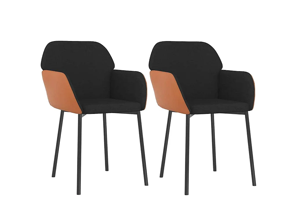 Esszimmerstühle 2 Stk. Schwarz Stoff und Kunstleder