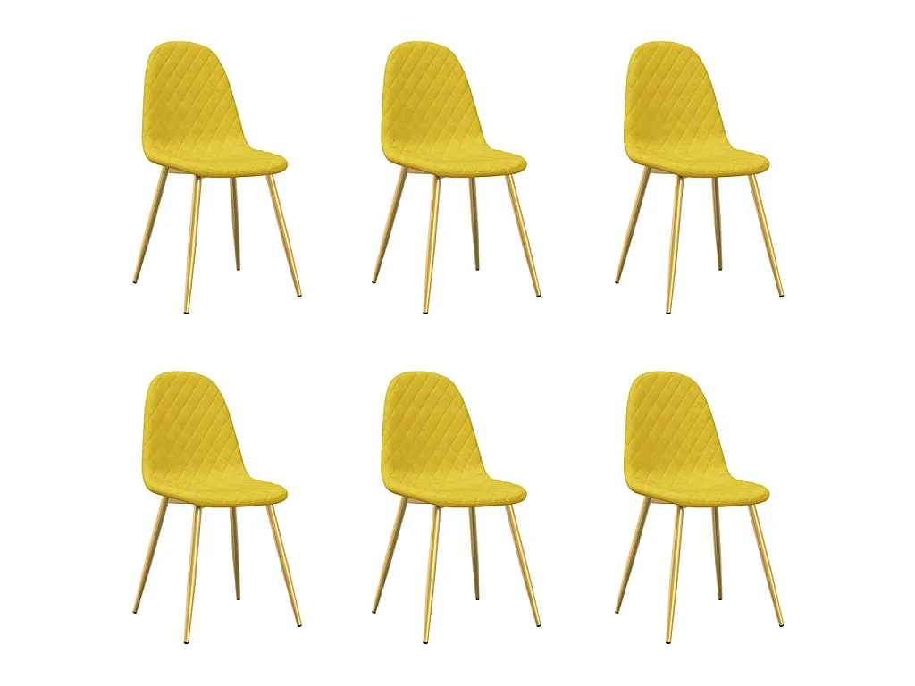 Sedie da Pranzo 6 pz Giallo Senape in Velluto