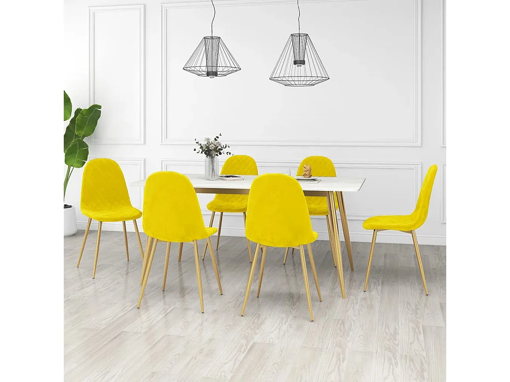 Sedie da Pranzo 6 pz Giallo Senape in Velluto