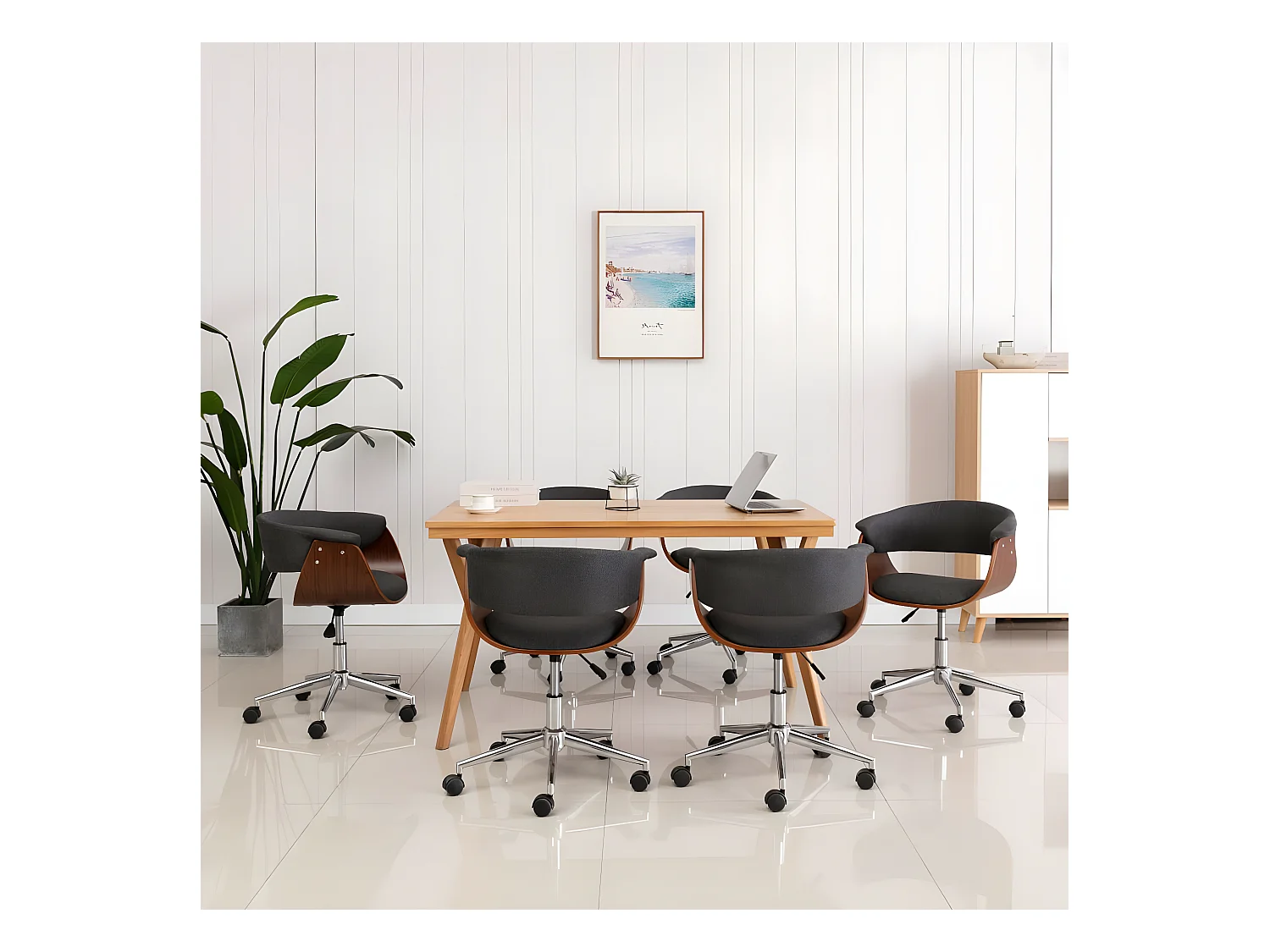 Chaises pivotantes à manger lot de 6 gris tissu