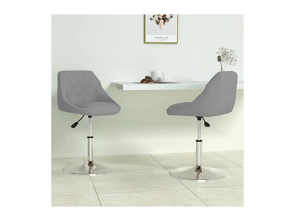 Chaises pivotantes à manger lot de 2 Gris clair Velours