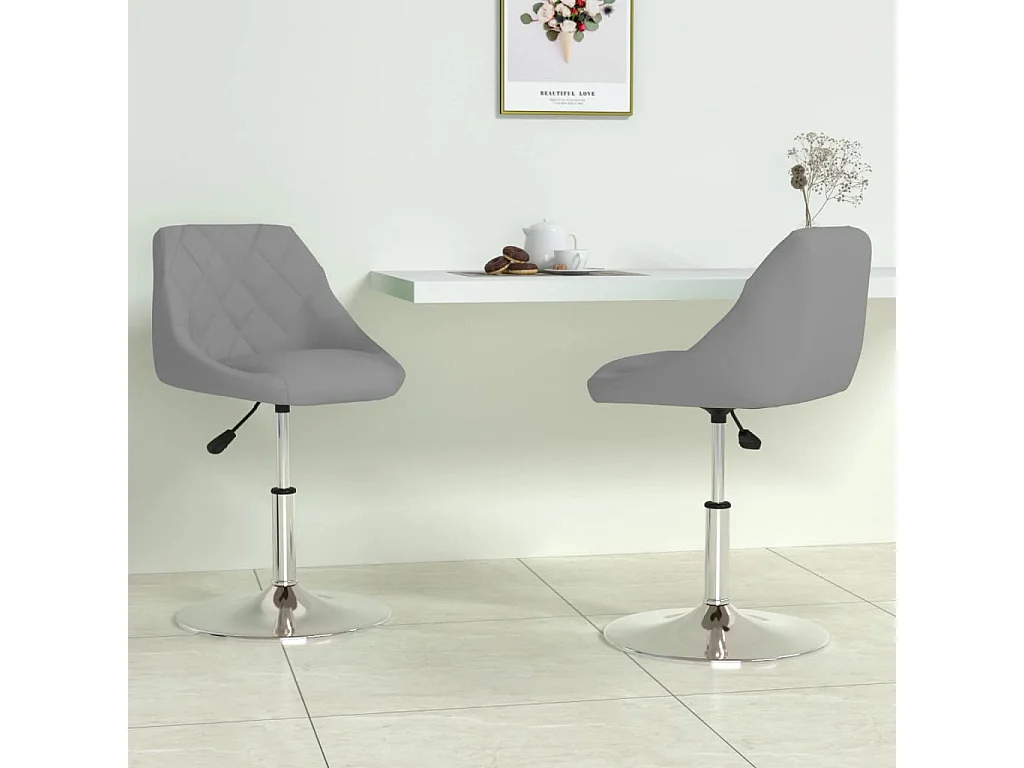 Chaises pivotantes à manger lot de 2 Gris clair Velours