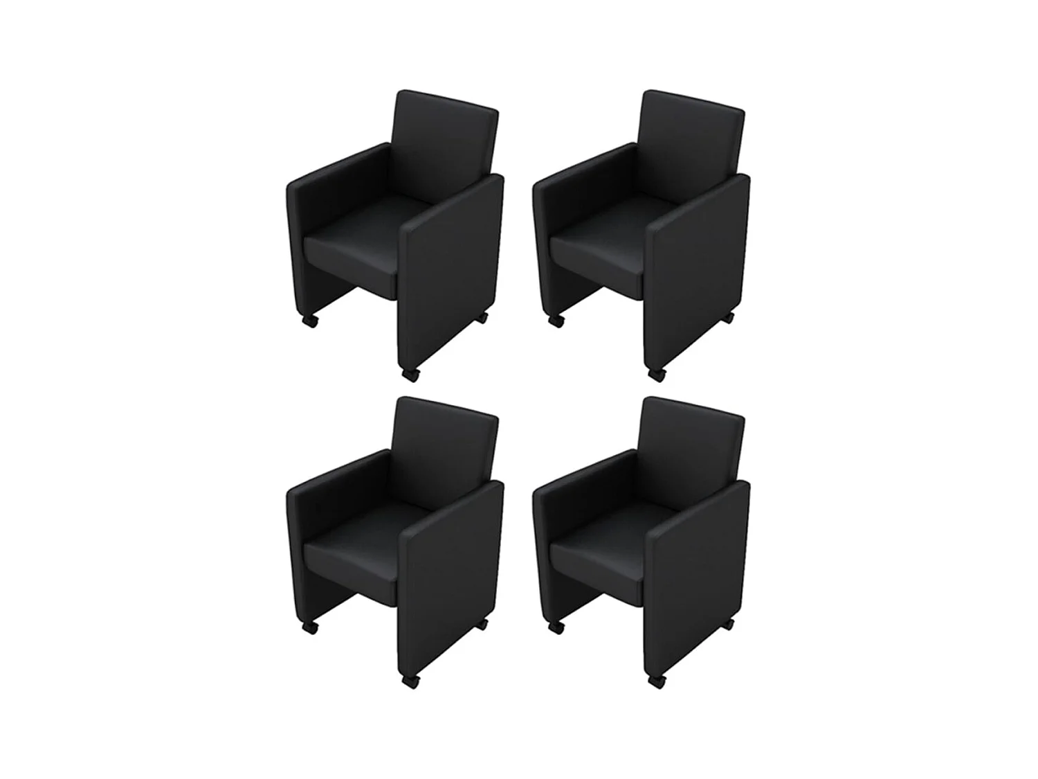 Chaises à manger lot de 4 noir similicuir