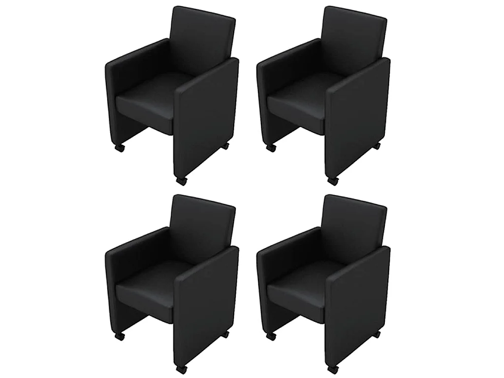 Chaises à manger lot de 4 noir similicuir