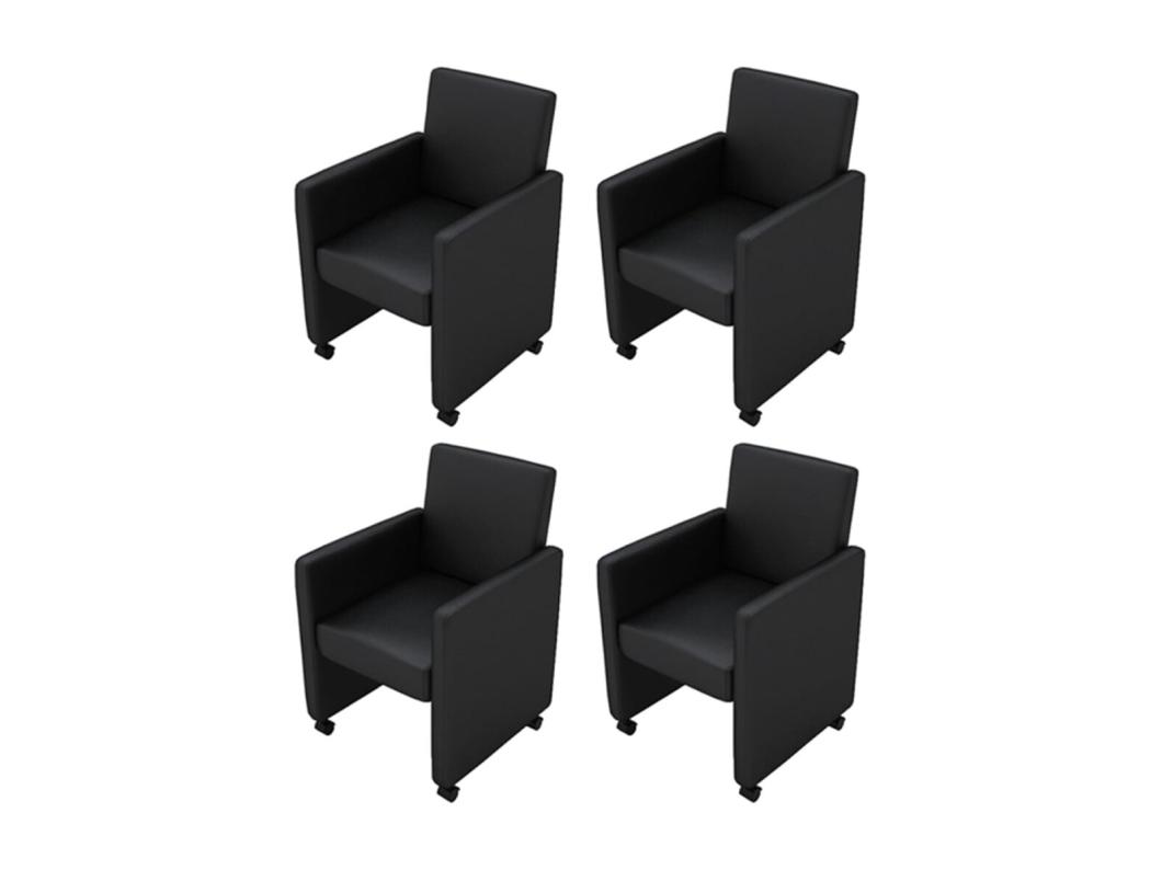 Eetkamerstoelen 4 st kunstleer zwart