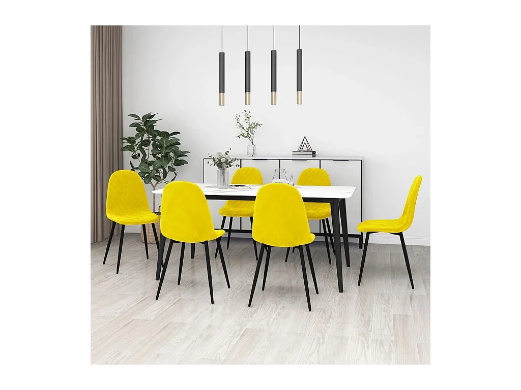 Chaises à manger lot de 6 Jaune moutarde Velours