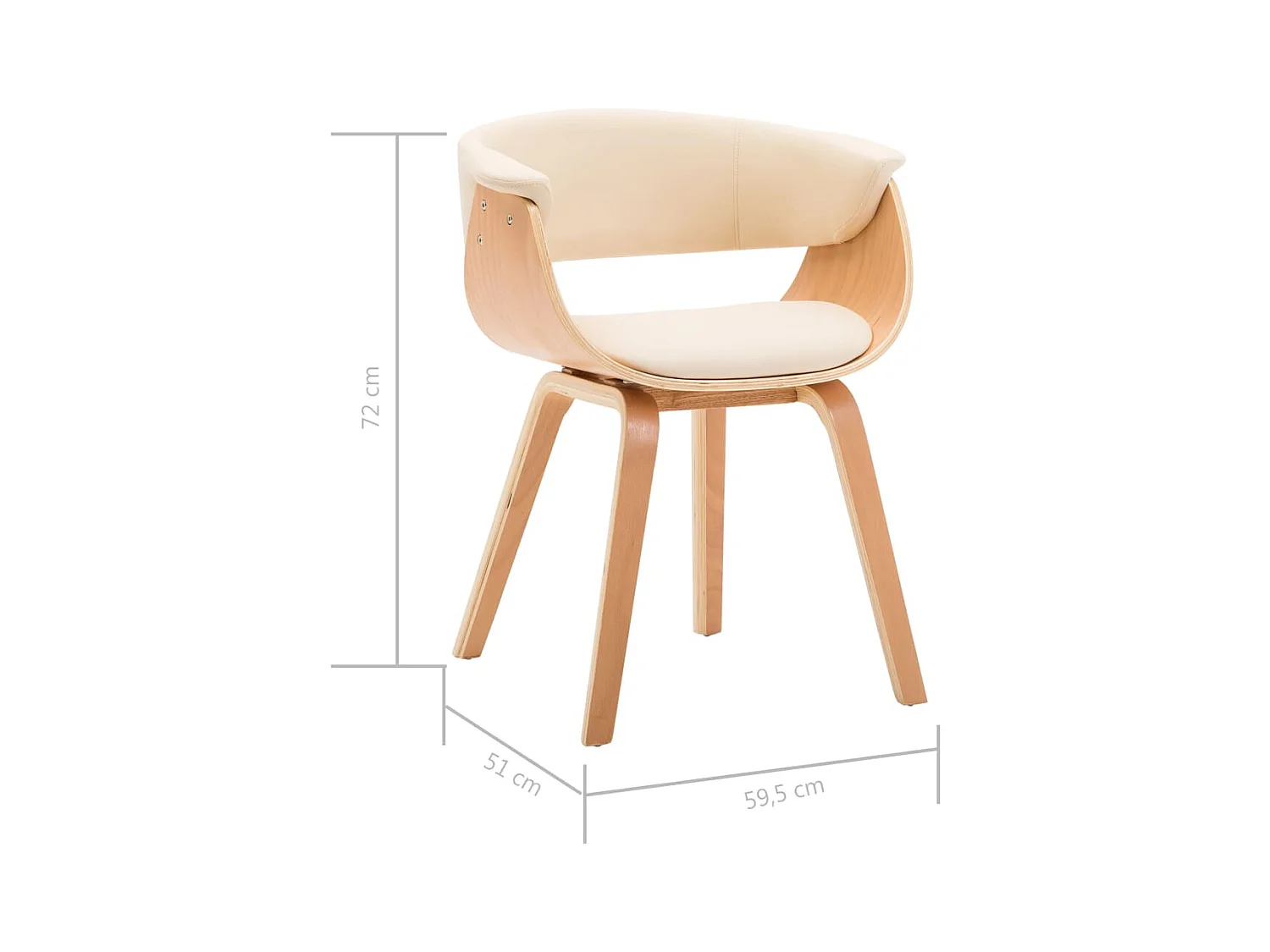 Sedie da Pranzo 6 pz Crema in Legno Piegato e Similpelle