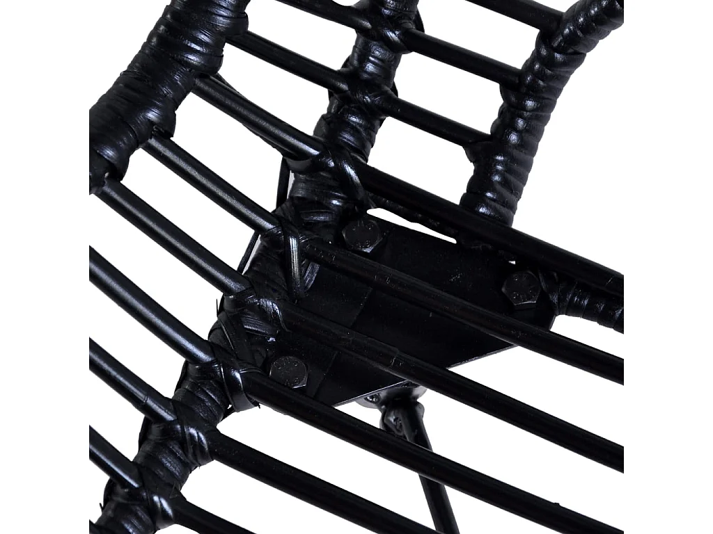 Chaises à manger lot de 2 noir rotin naturel