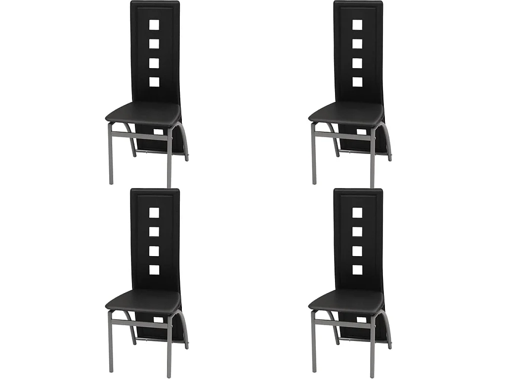 Chaises à manger lot de 4 noir similicuir