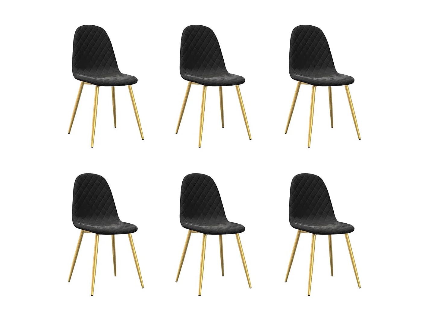 Chaises à manger lot de 6 noir velours
