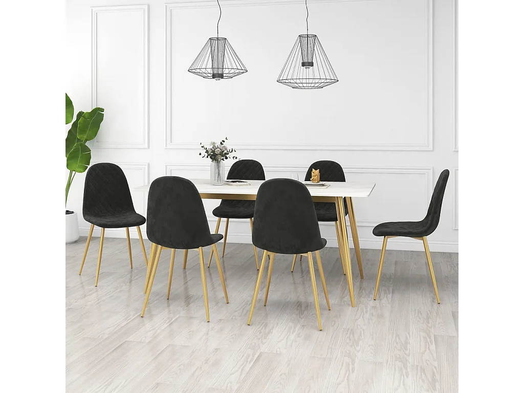 Chaises à manger lot de 6 noir velours