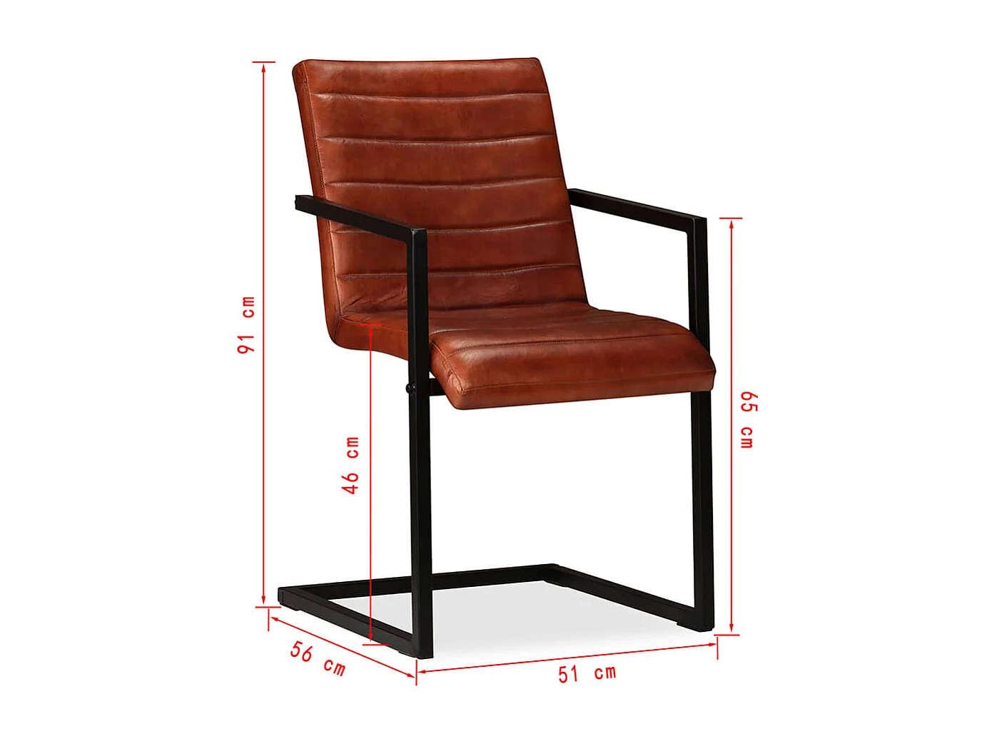 Chaises à manger lot de 2 marron cuir véritable