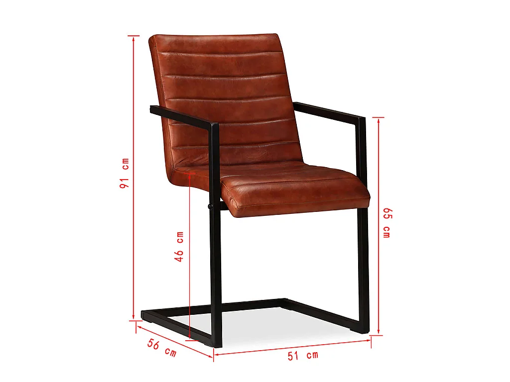 Chaises à manger lot de 2 marron cuir véritable