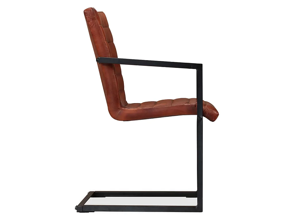 Chaises à manger lot de 2 marron cuir véritable