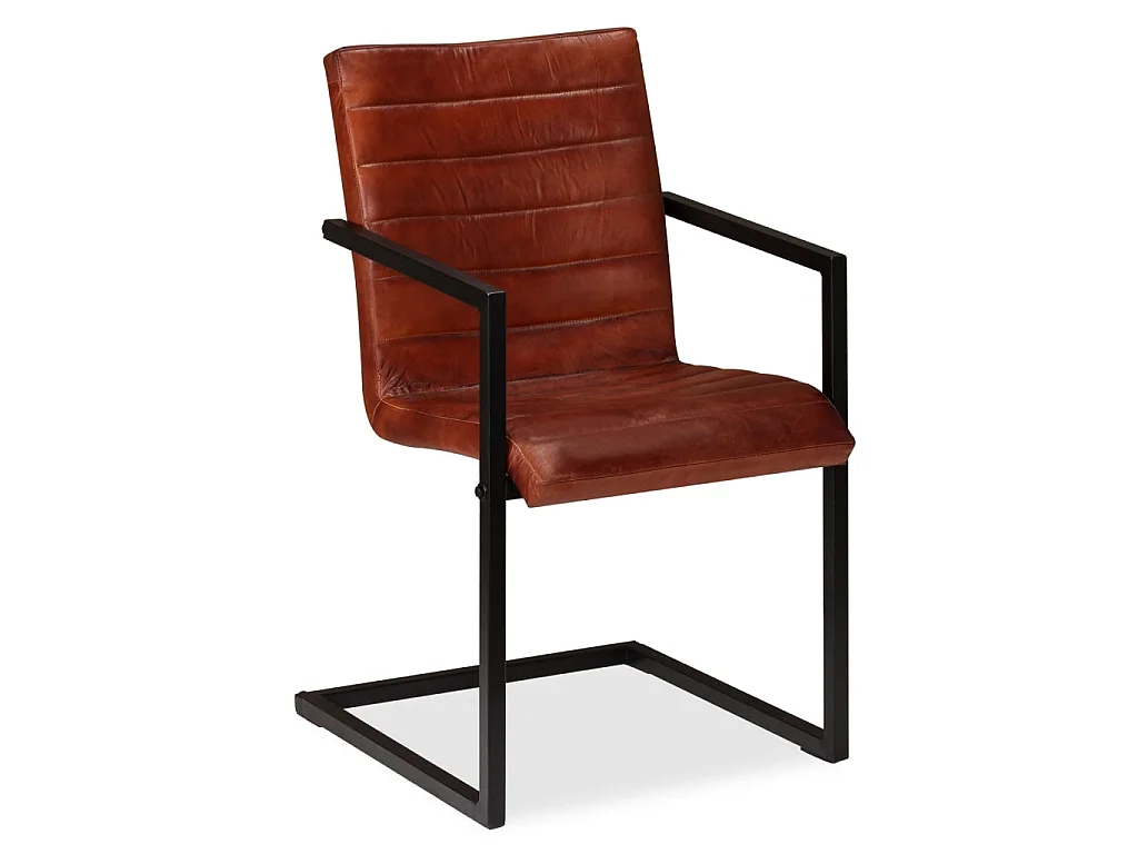Chaises à manger lot de 2 marron cuir véritable