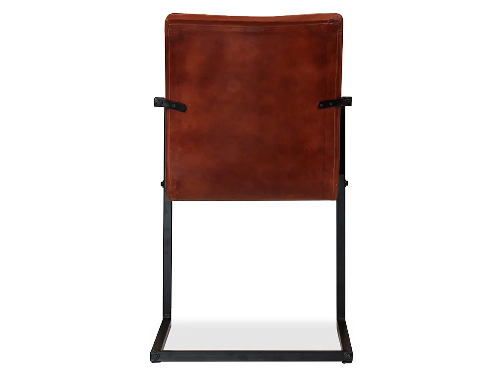 Chaises à manger lot de 2 marron cuir véritable