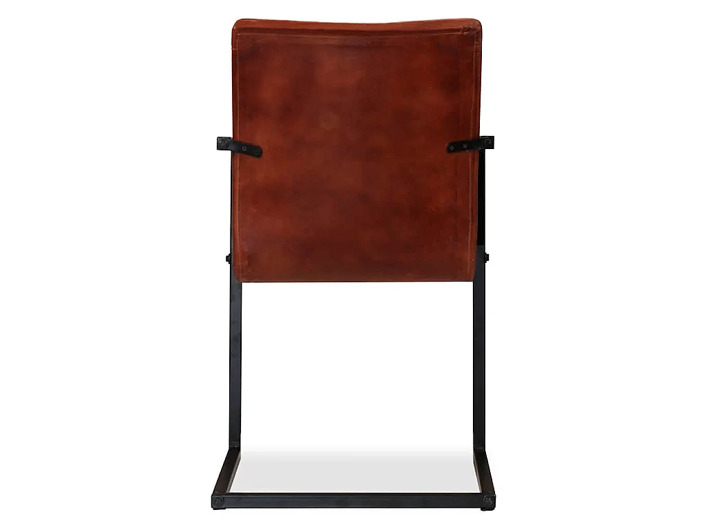 Eetkamerstoelen 2 st echt leer bruin