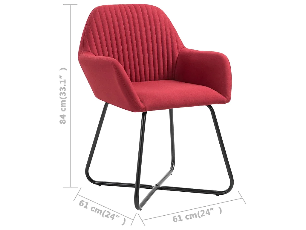 Chaises à manger lot de 4 rouge bordeaux tissu
