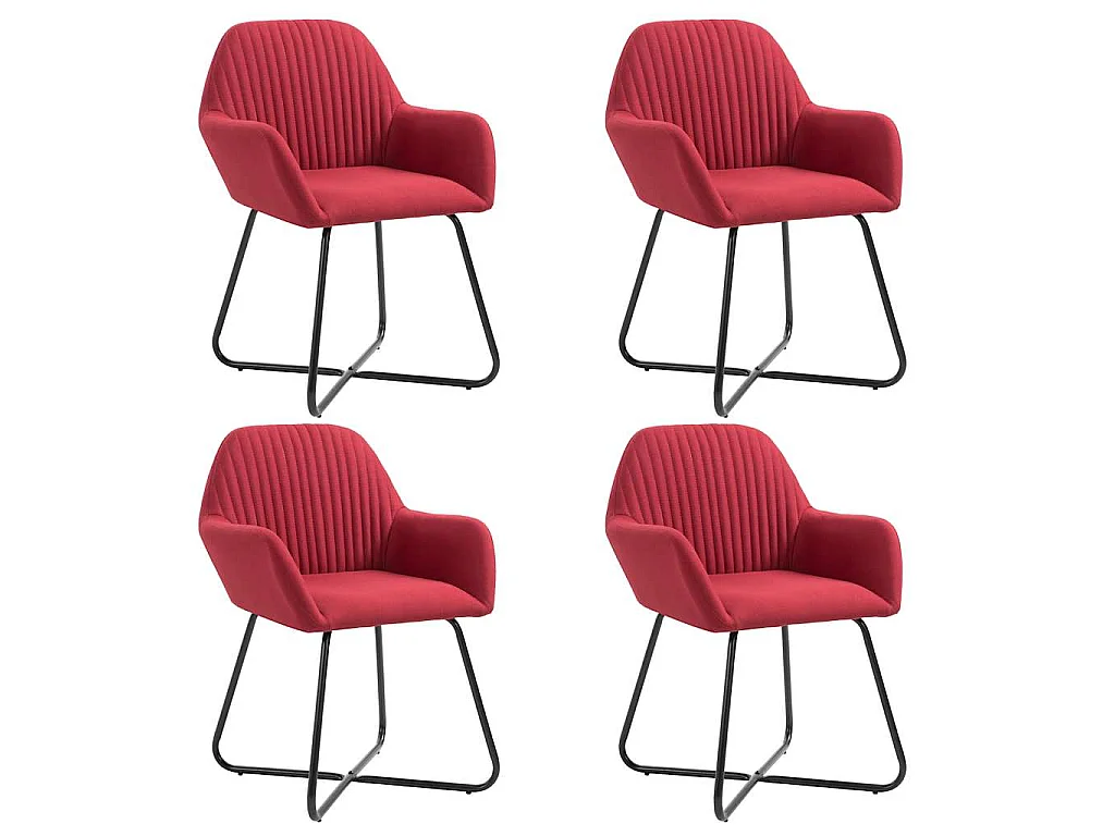 Chaises à manger lot de 4 rouge bordeaux tissu