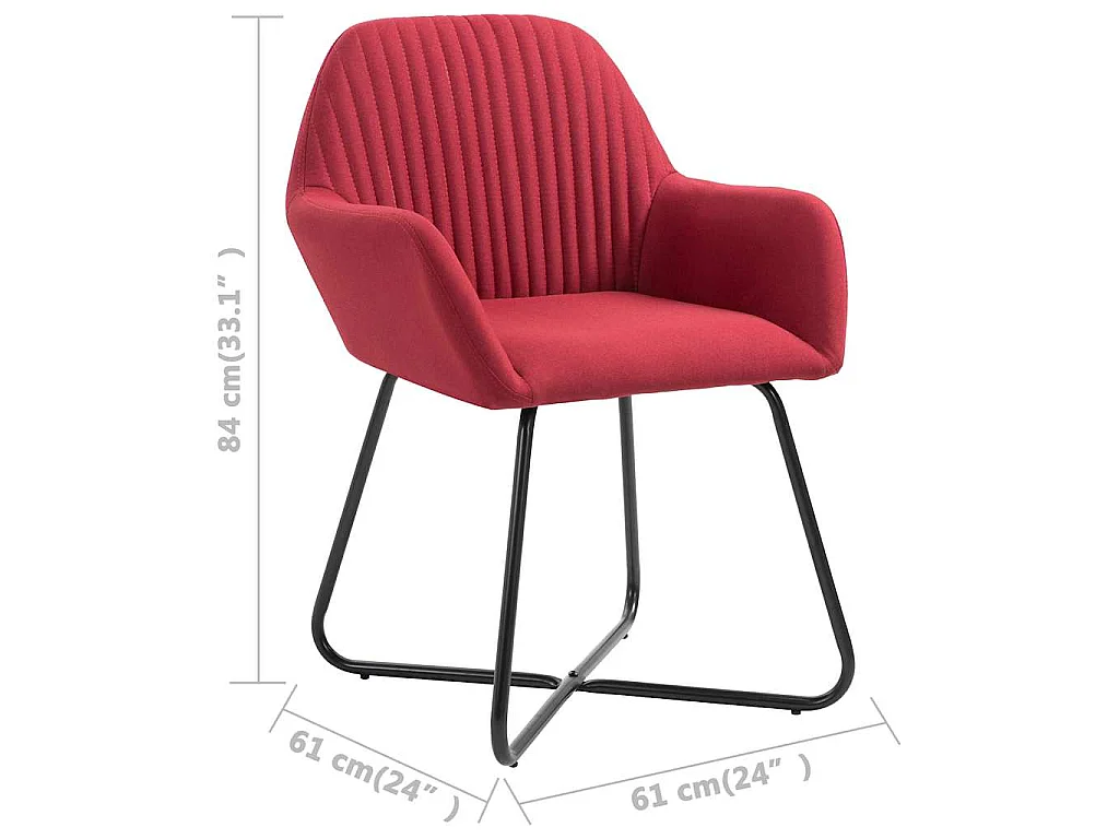 Chaises à manger lot de 4 rouge bordeaux tissu