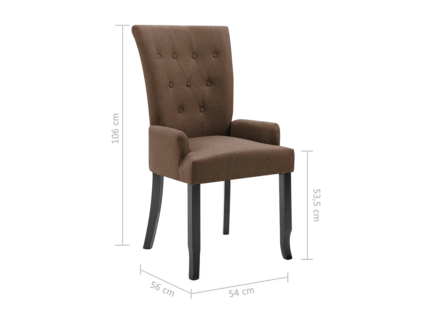 Chaise de salle à manger avec accoudoirs Marron Tissu
