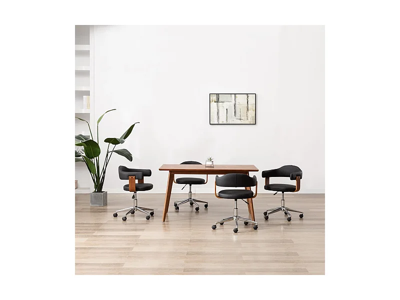 Cadeiras jantar 4 pcs madeira curvada e couro artificial preto