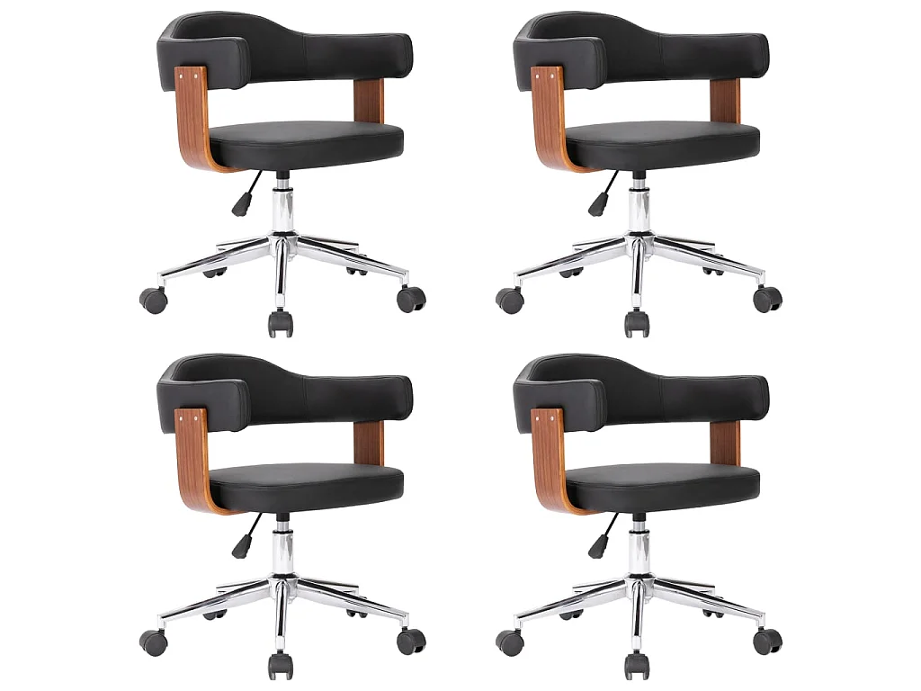 Sedie da Pranzo Girevoli 4pz Nere in Legno Curvato e Similpelle