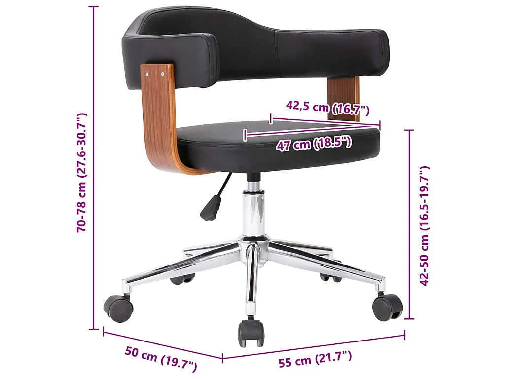 Sedie da Pranzo Girevoli 4pz Nere in Legno Curvato e Similpelle