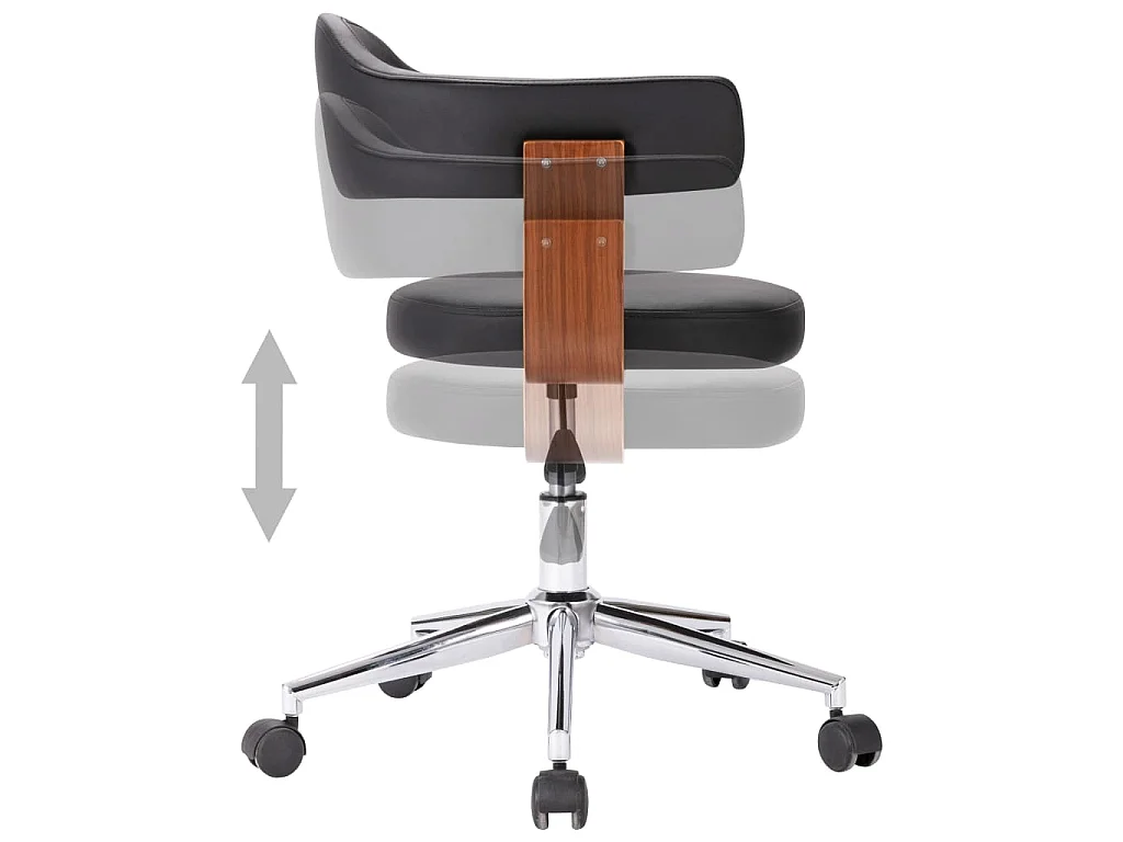 Sedie da Pranzo Girevoli 4pz Nere in Legno Curvato e Similpelle