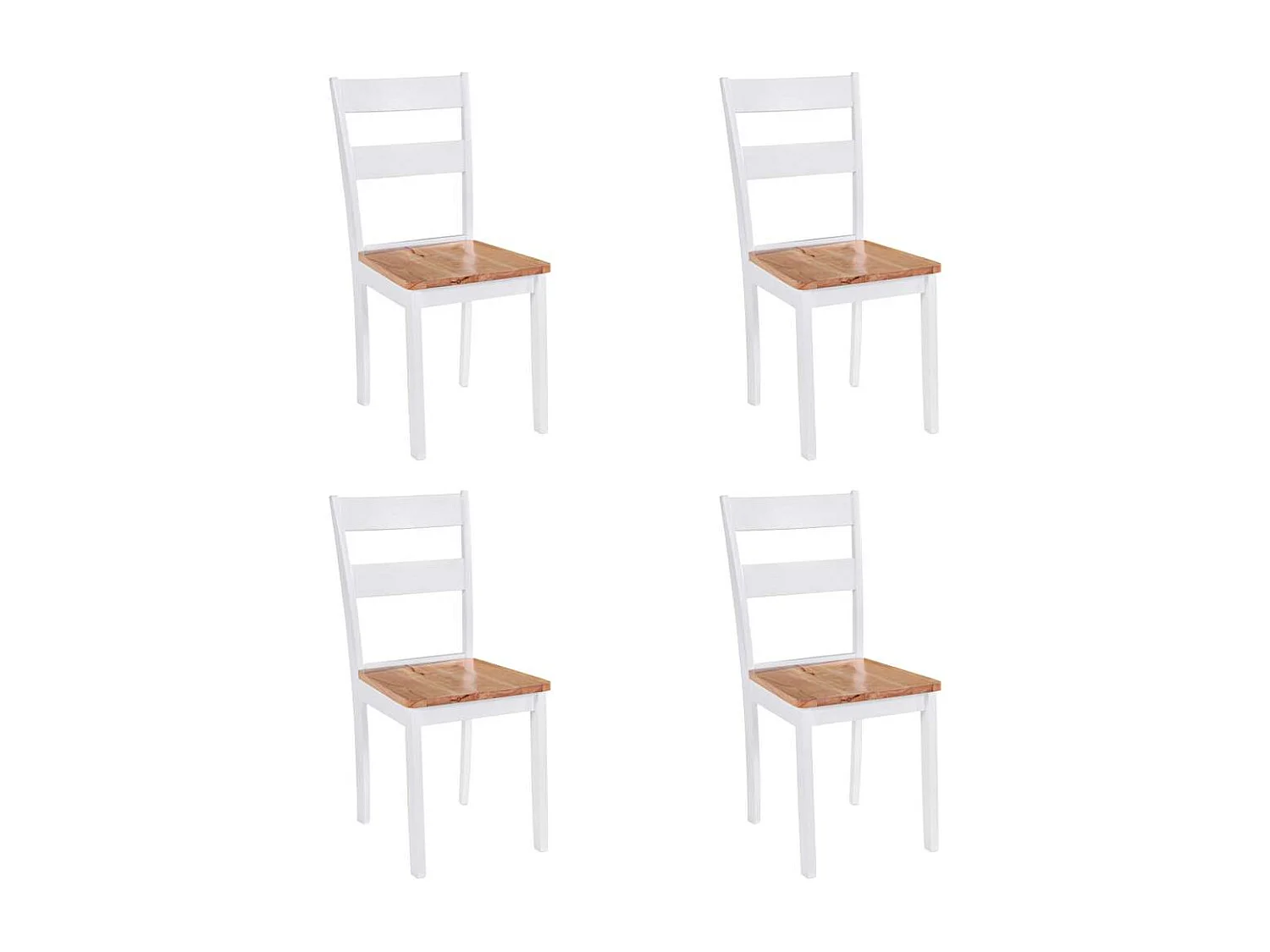 Chaises à manger lot de 4 blanc bois d'hévéa massif