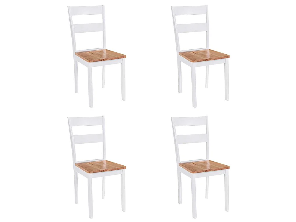 Chaises à manger lot de 4 blanc bois d'hévéa massif