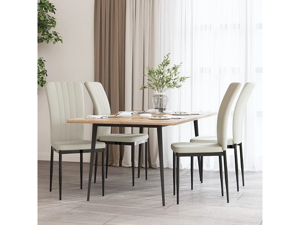 Sedie da Pranzo 4 pz Crema in Velluto