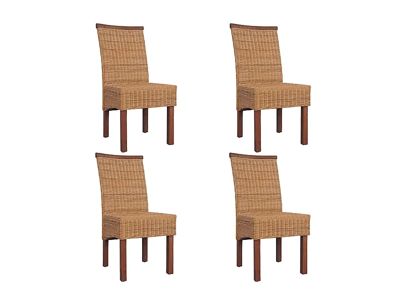 Sillas de comedor 4 unidades ratán natural marrón