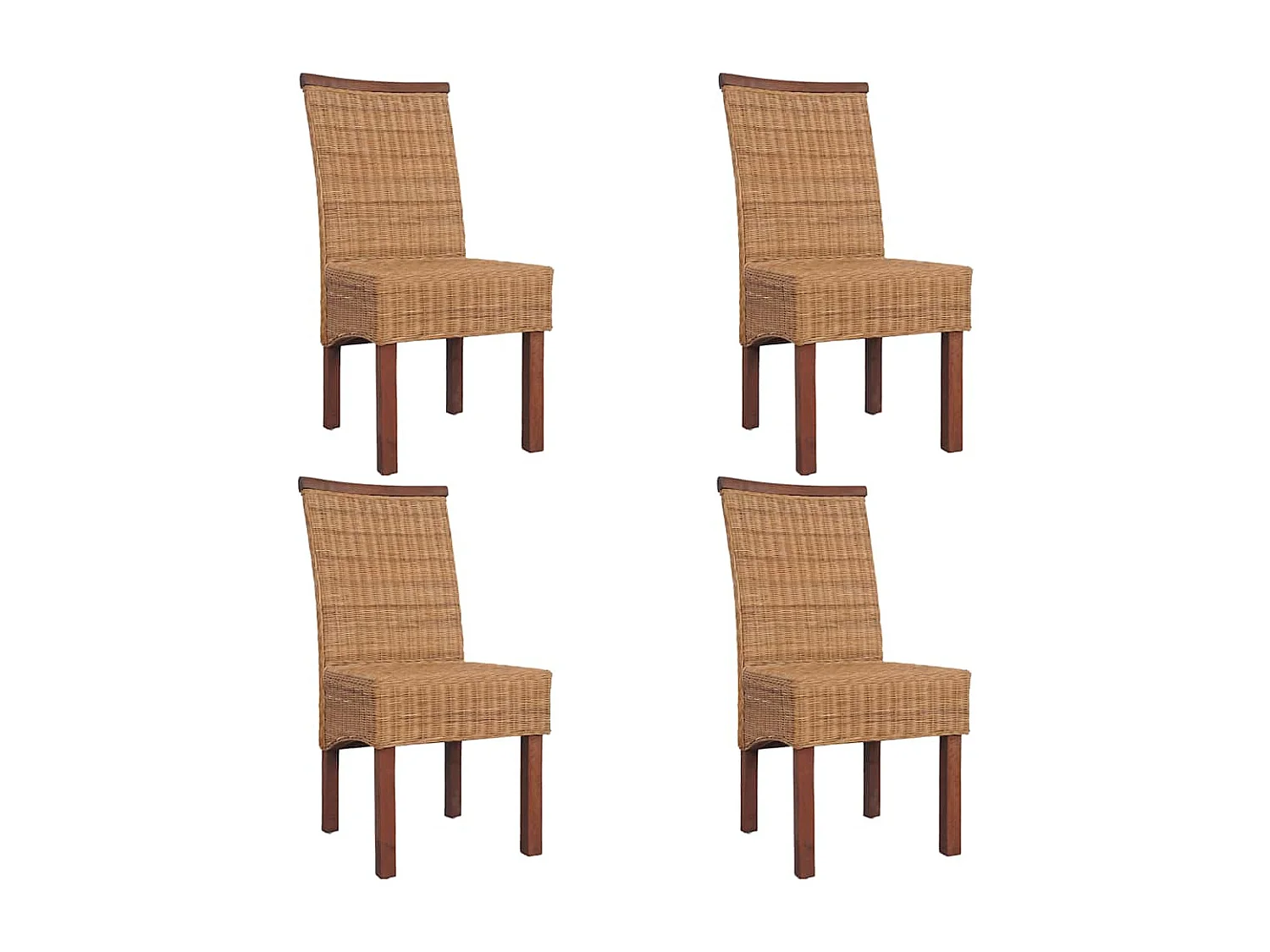 Sillas de comedor 4 unidades ratán natural marrón