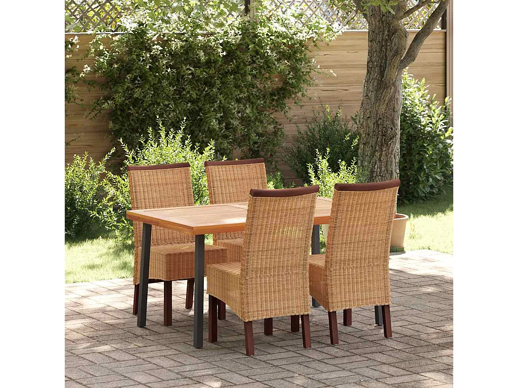 Sillas de comedor 4 unidades ratán natural marrón