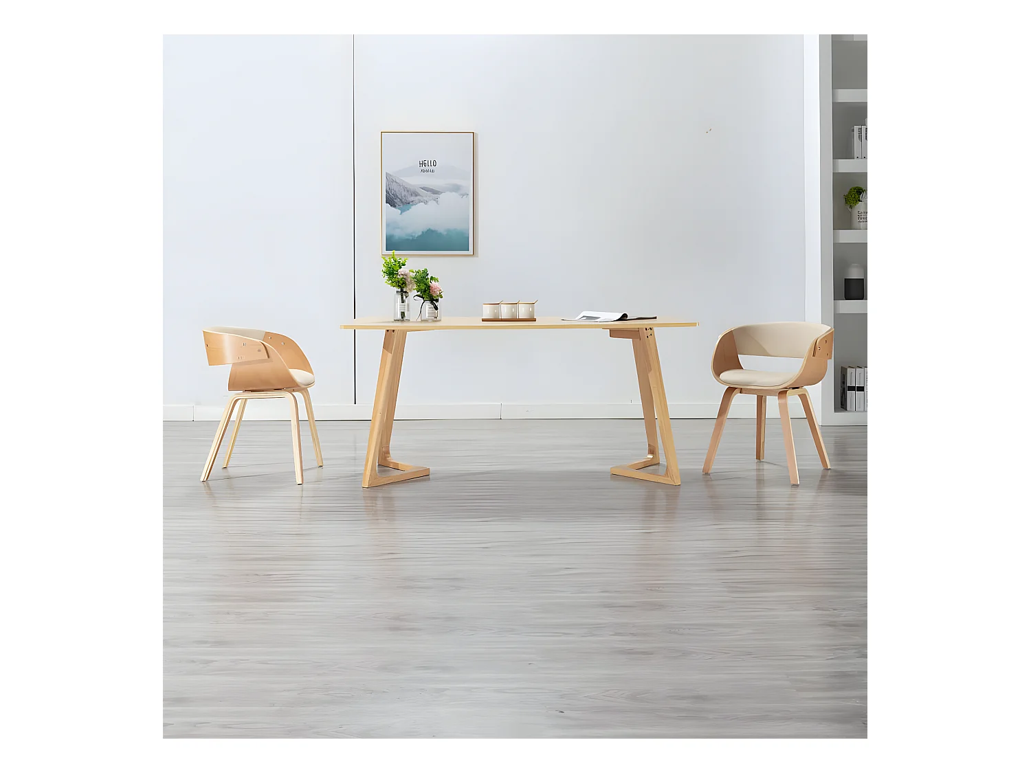 Chaises à manger lot de 2 crème bois courbé et similicuir