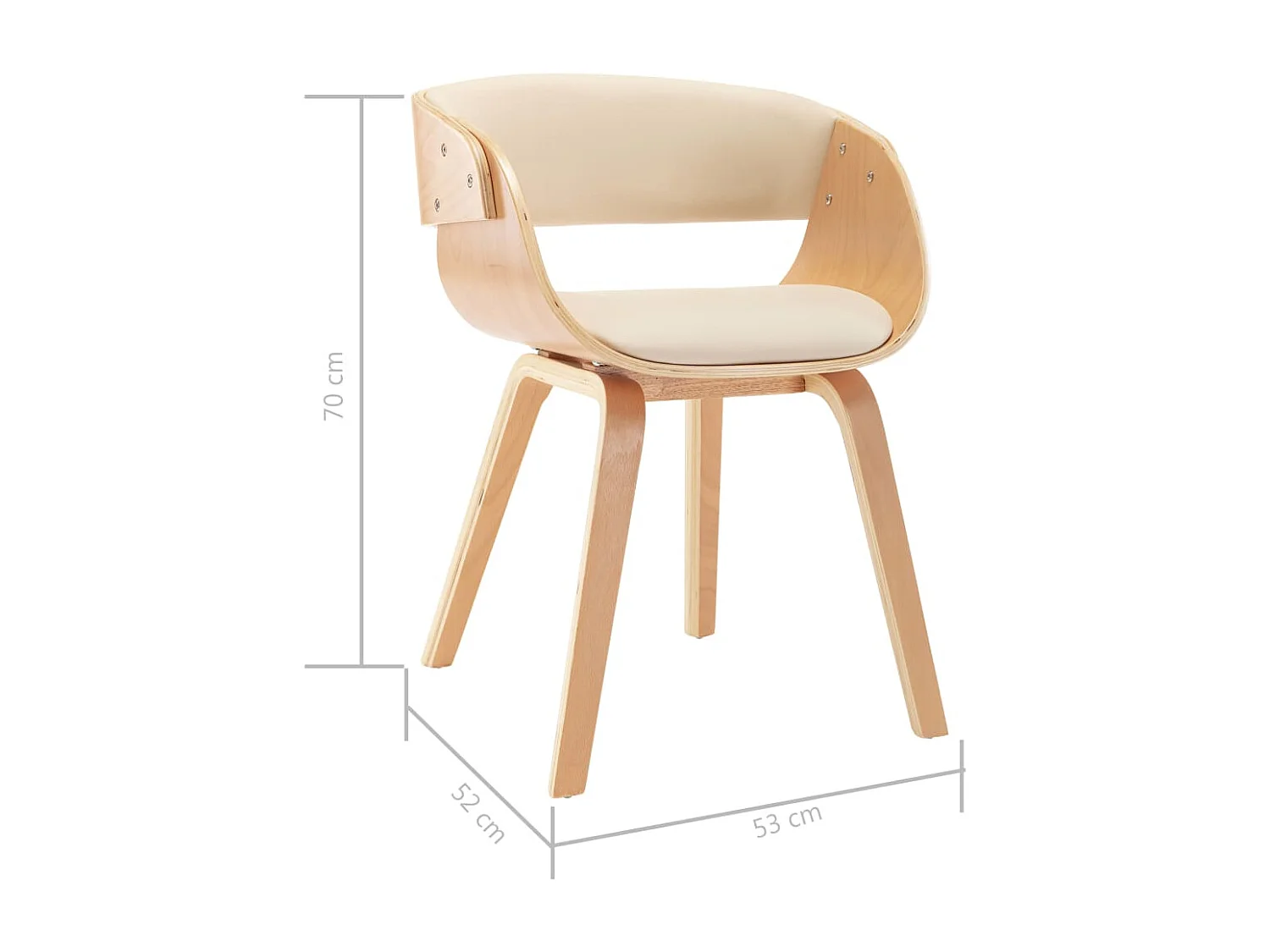 Cadeiras jantar 2 pcs madeira curvada e couro artificial creme