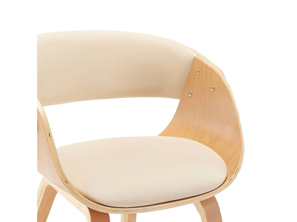 Sedie da Pranzo 2 pz in Legno Curvato e Similpelle Crema