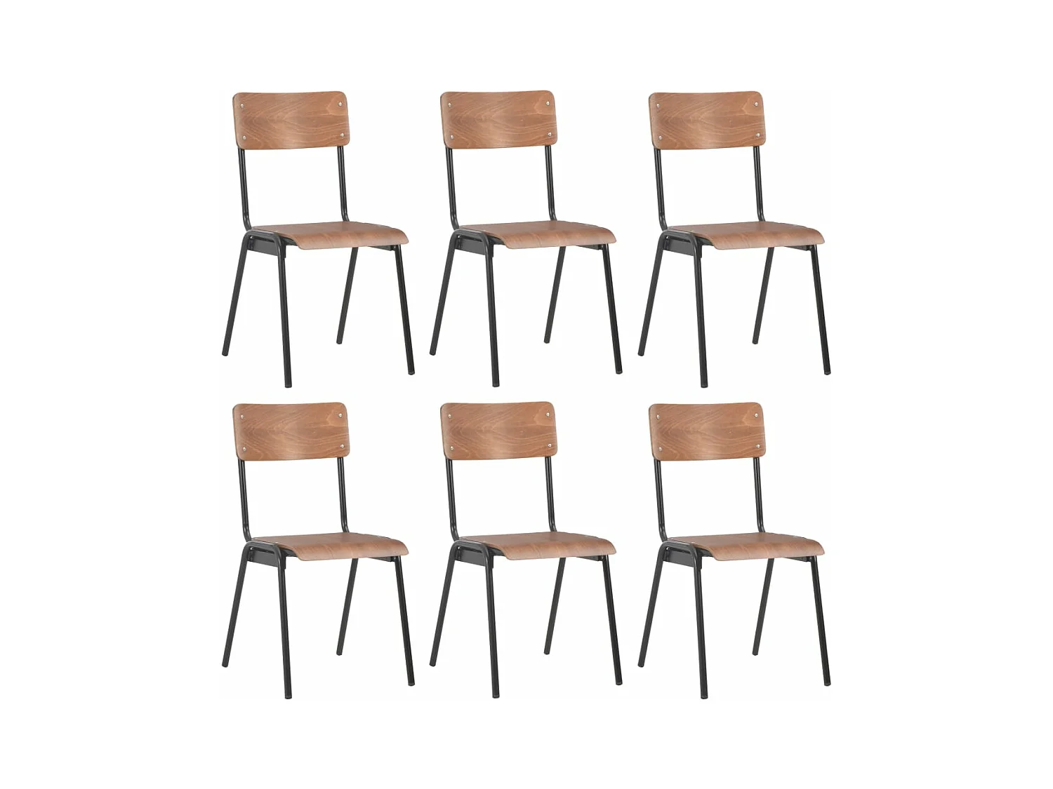 Chaises à manger lot de 6 marron Contreplaqué