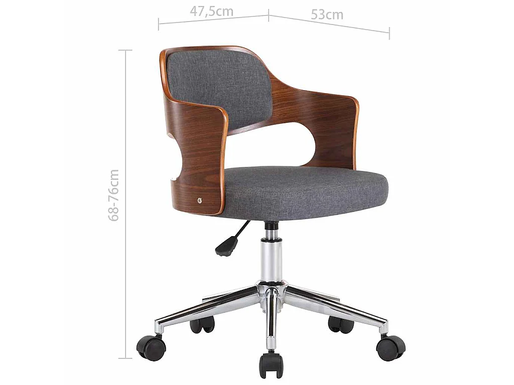 Chaise pivotante à manger Gris Bois courbé et tissu