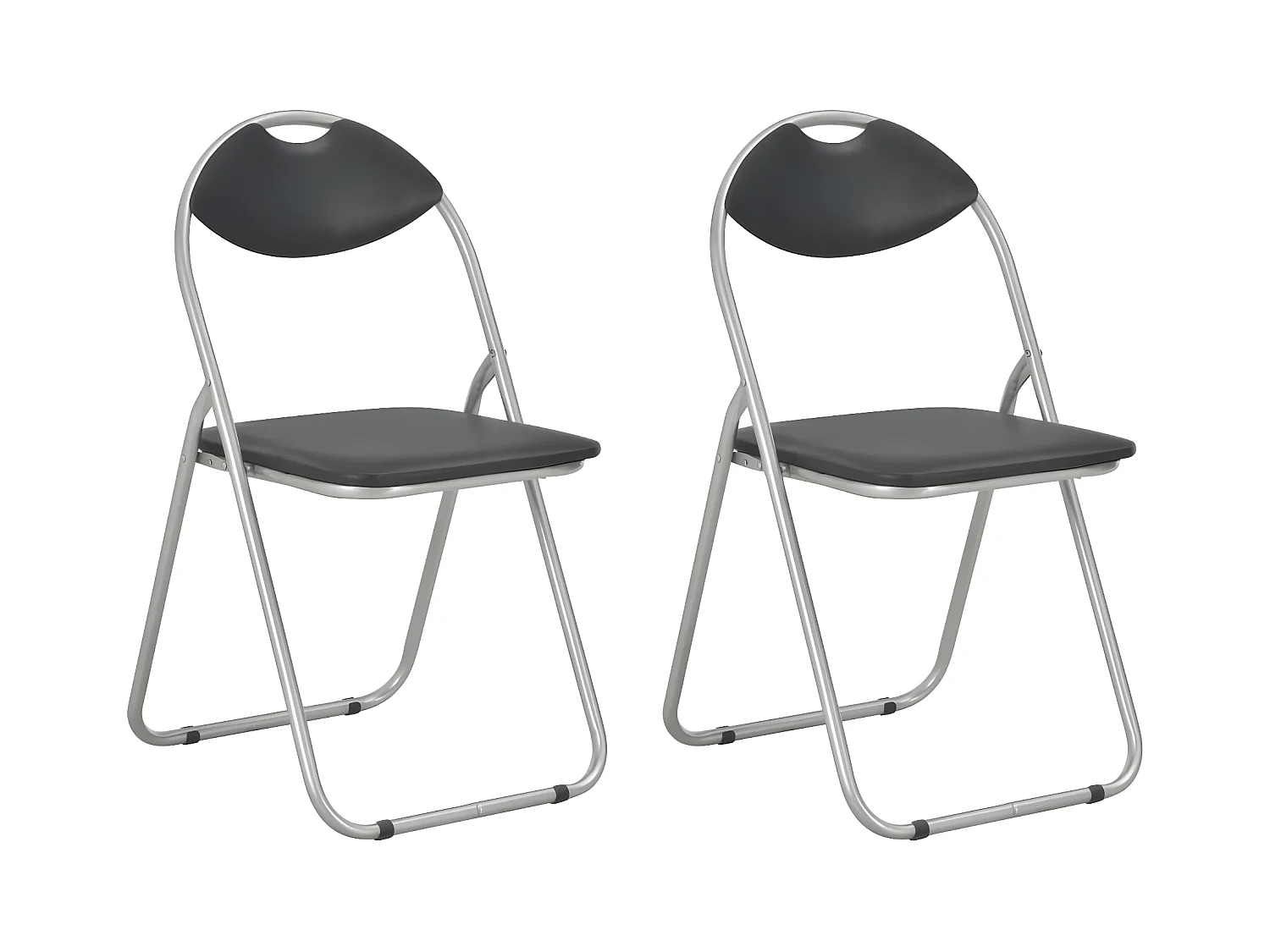 Chaises pliantes à manger lot de 2 noir similicuir