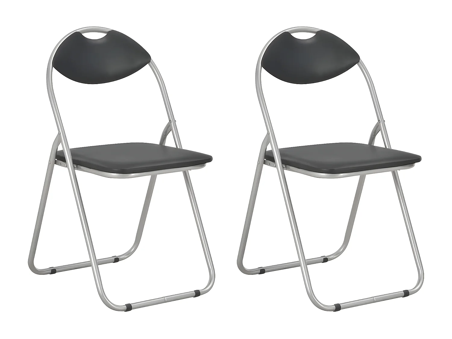 Chaises pliantes à manger lot de 2 noir similicuir